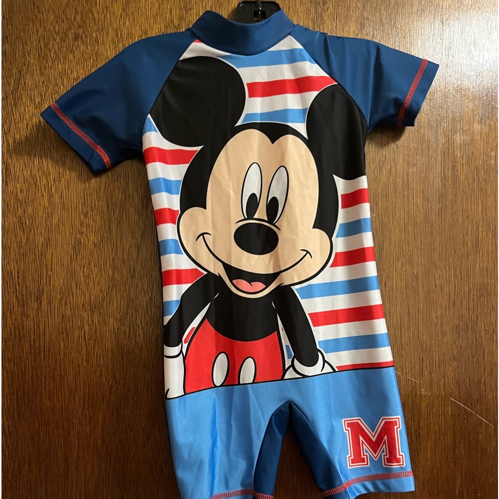 Mikey mouse one piece short sleeve swimsuit